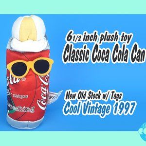 Vintage Coca Cola Classic Coke can in shades plush 1997 Sunglasses hat #0132 New